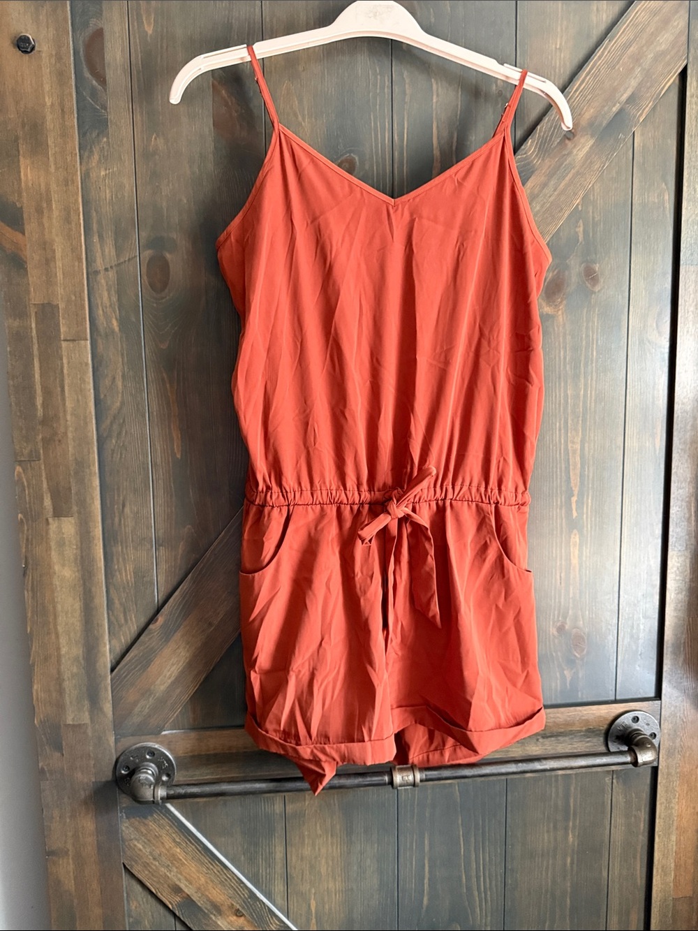 J. Crew Girls Rust Orange Spaghetti-Strap One-Piece Romper